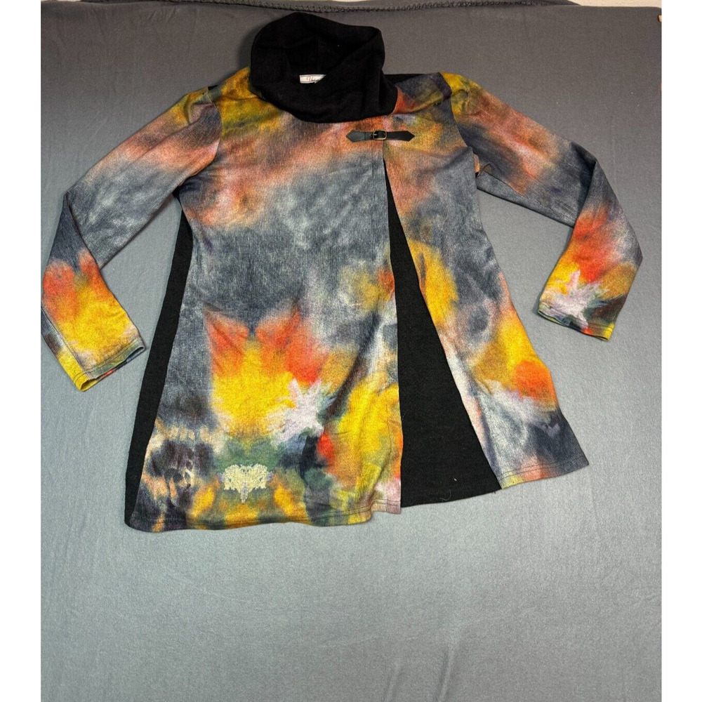 Variations Size Large Turtleneck Tie dye front Black Back Women's Pullover